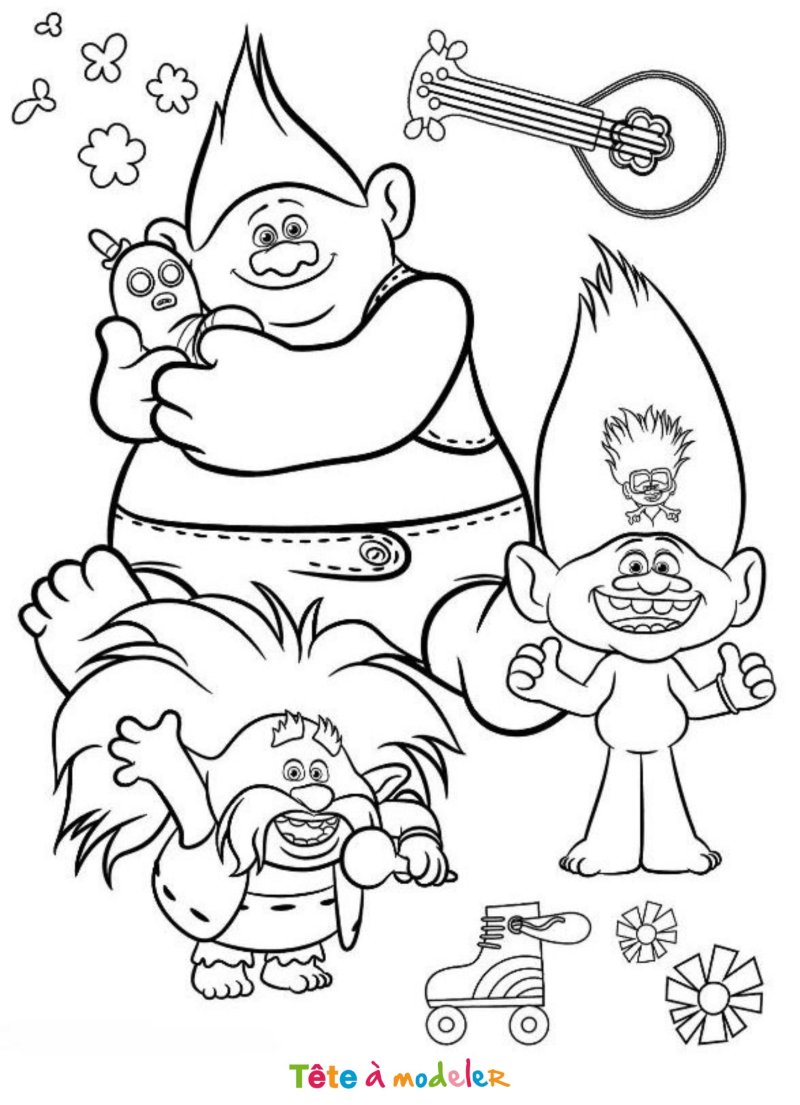 Coloriage des Trolls facile