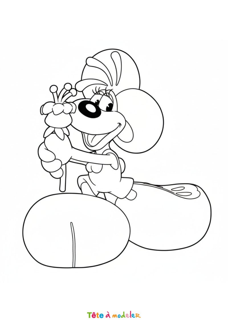Coloriage Diddl avec une fleur