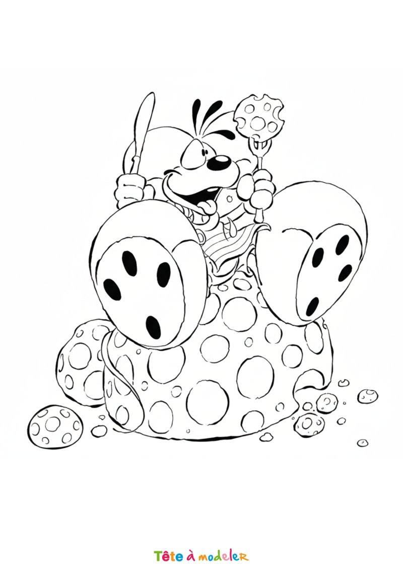 Coloriage Diddl qui mange