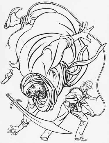 Coloriage d'Indiana Jones au combat