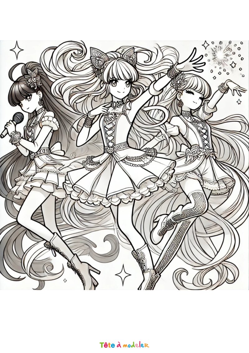 Coloriage d'Iris, Talia et Auriana