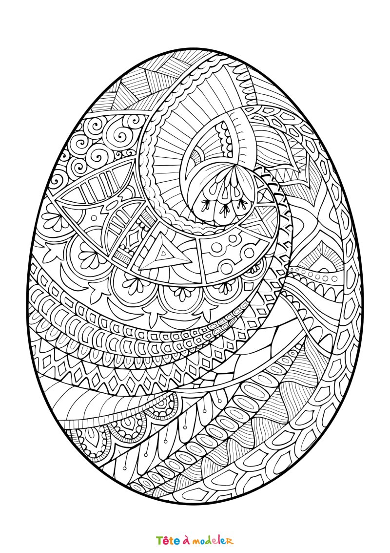 Coloriage d'oeuf de Pâques art thérapie