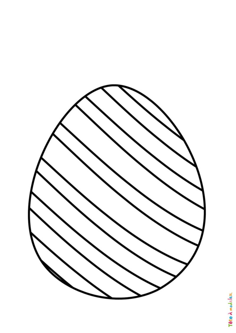 Coloriage d'un oeuf de Pâques avec des diagonales