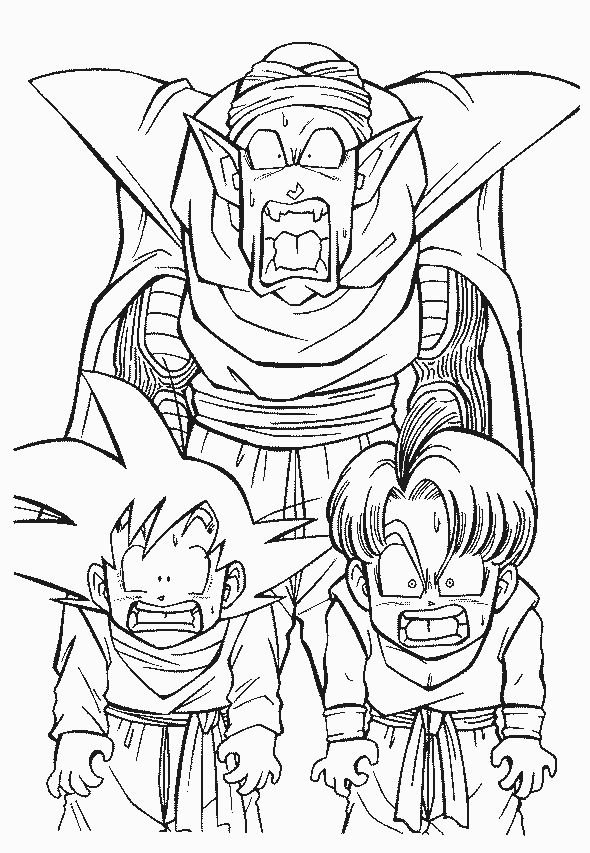 Coloriage de Piccolo avec Son Goten et Trunks de Dragon Ball Z