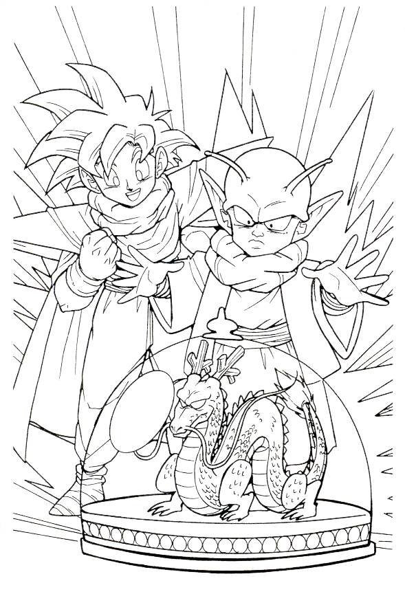 Coloriage de Sangohan, Dende et Sheron de Dragon Ball