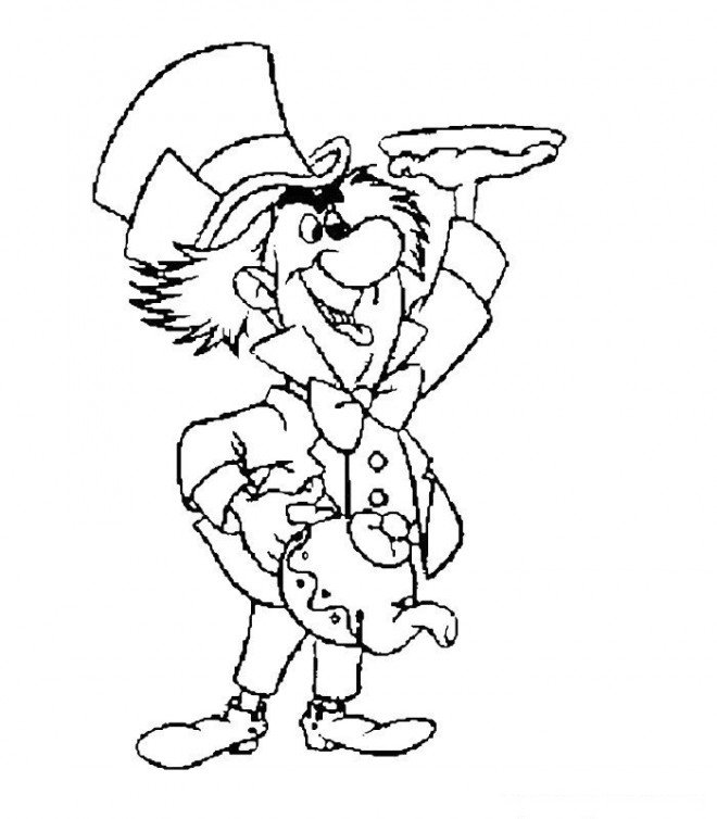 Coloriage du chapelier fou d'Alice au Pays des Merveilles