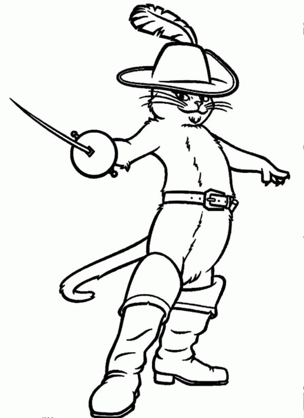 Coloriage du Chat Potté au combat