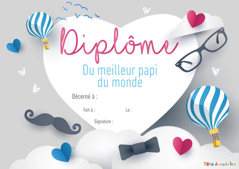 Coloriage du diplôme de meilleur grand-père