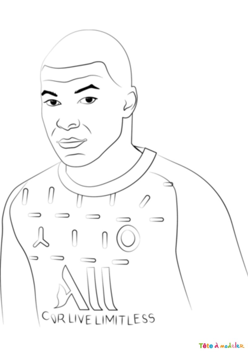 Coloriage du footballeur Mbappe