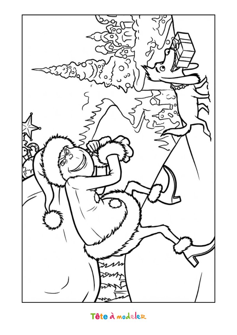 Coloriage du Grinch en mission Noël