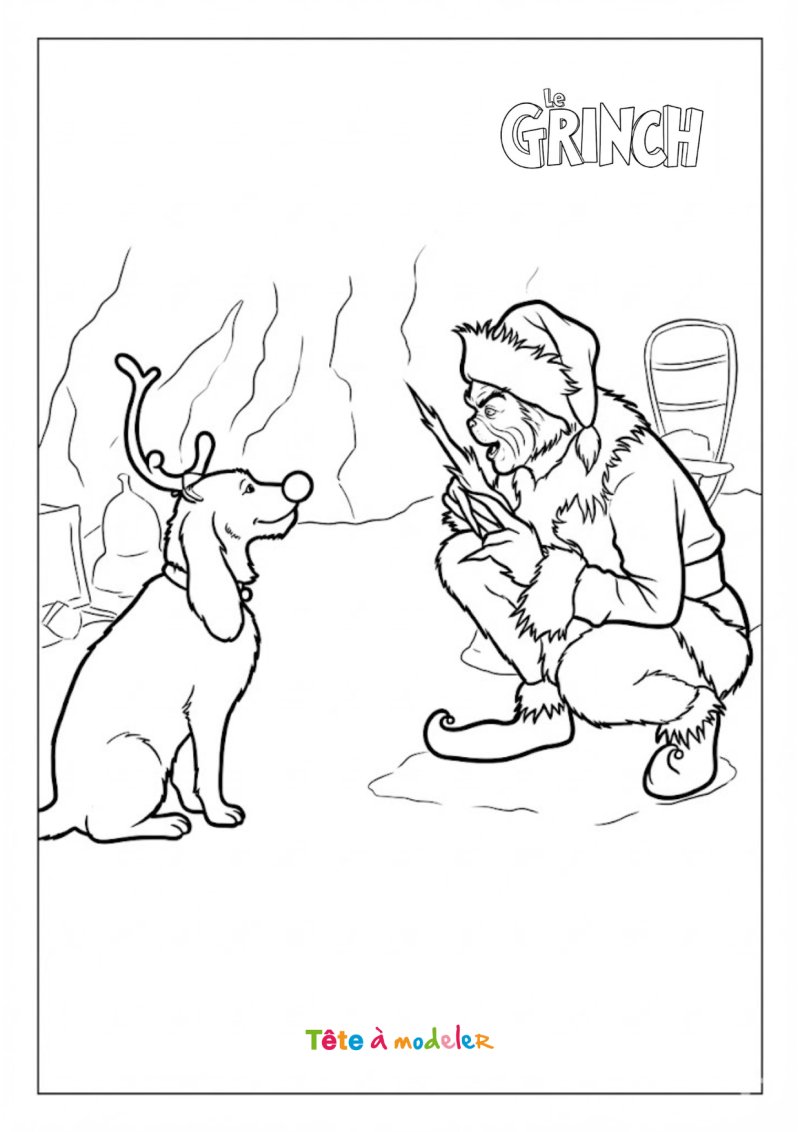 Coloriage du Grinch et de son chien Max