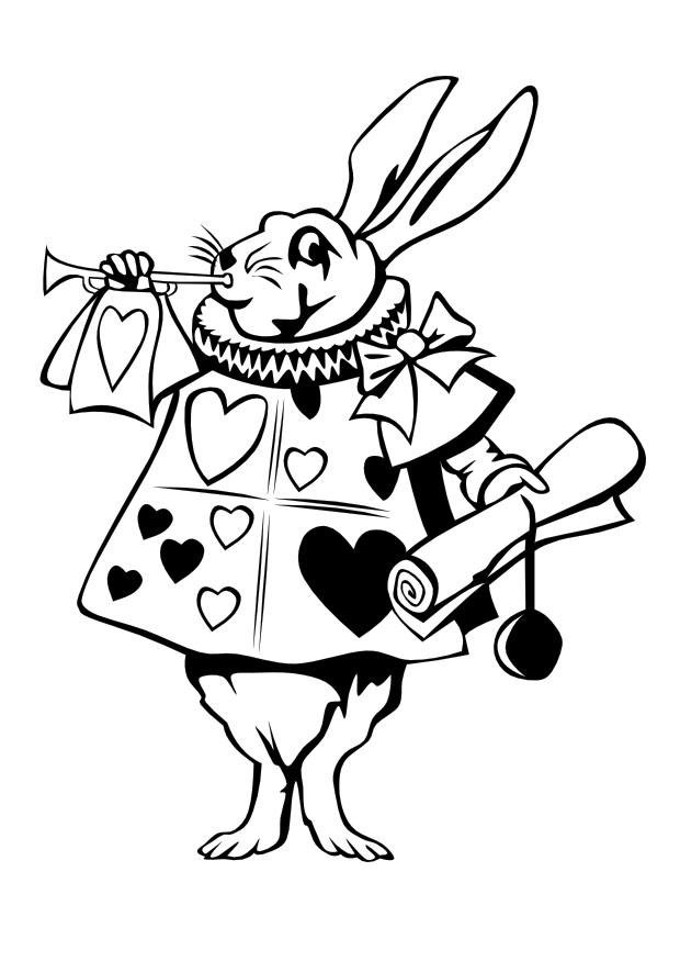 Coloriage du lapin blanc d'Alice au pays des merveilles