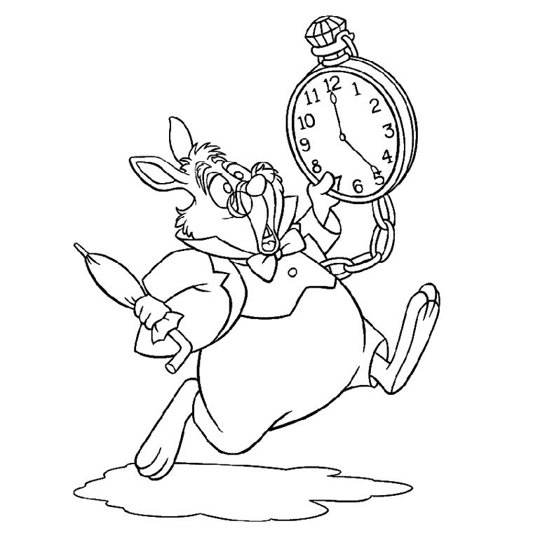 Coloriage du lièvre d'Alice au Pays des Merveilles