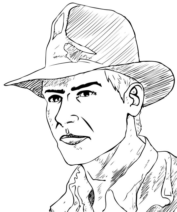 Coloriage du portrait d'Indiana Jones