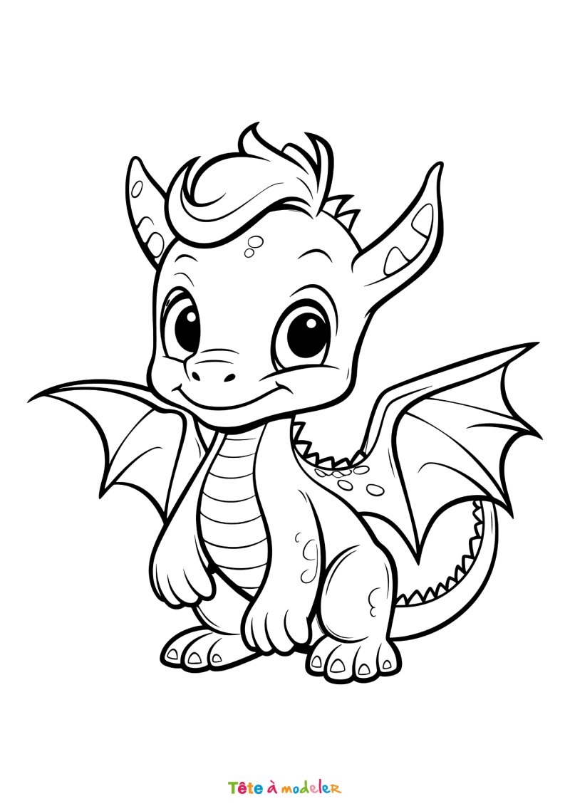 Coloriage du portrait d'un dragon