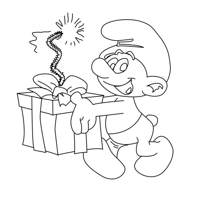 Coloriage du Schtroumpf à un anniversaire