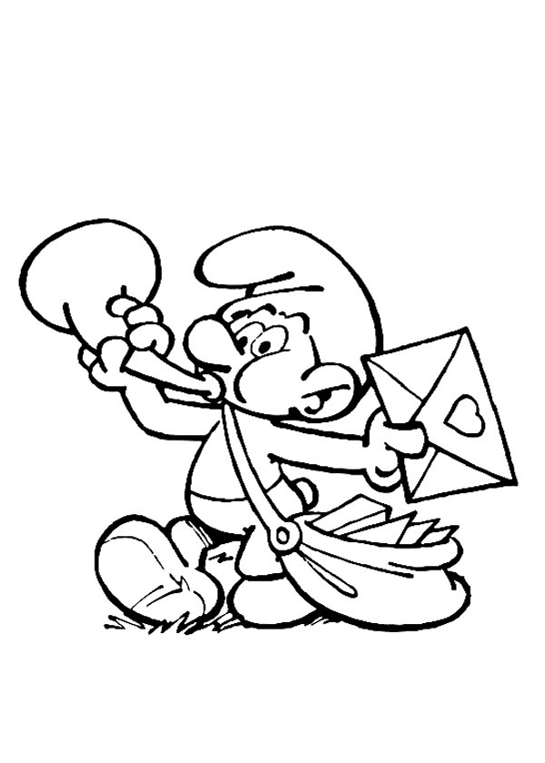 Coloriage du Schtroumpf facteur