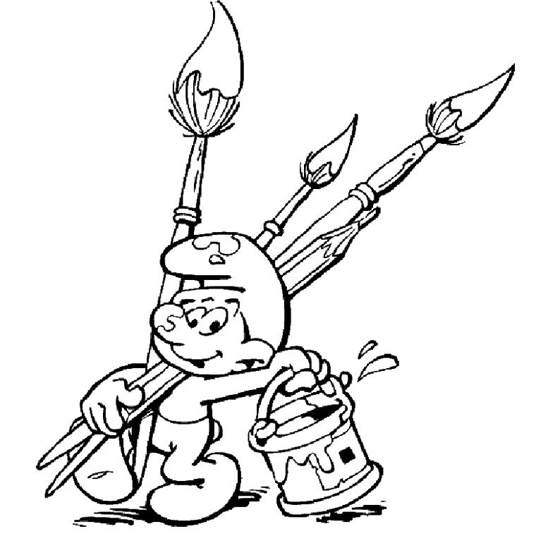 Coloriage du Schtroumpf peintre