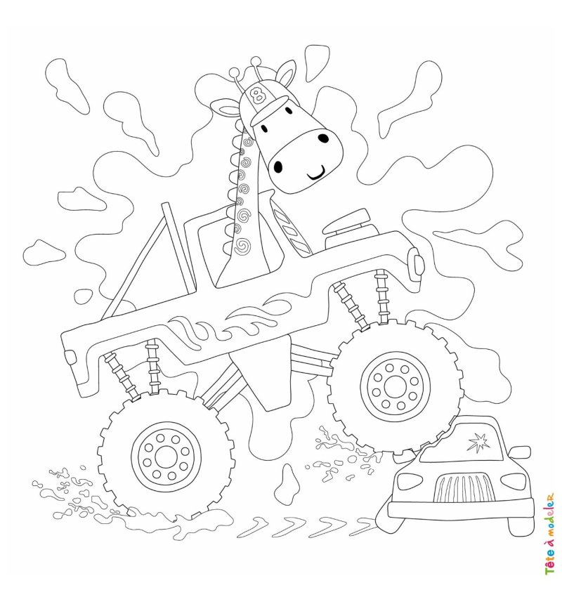Coloriage d'un 4x4 kawaii
