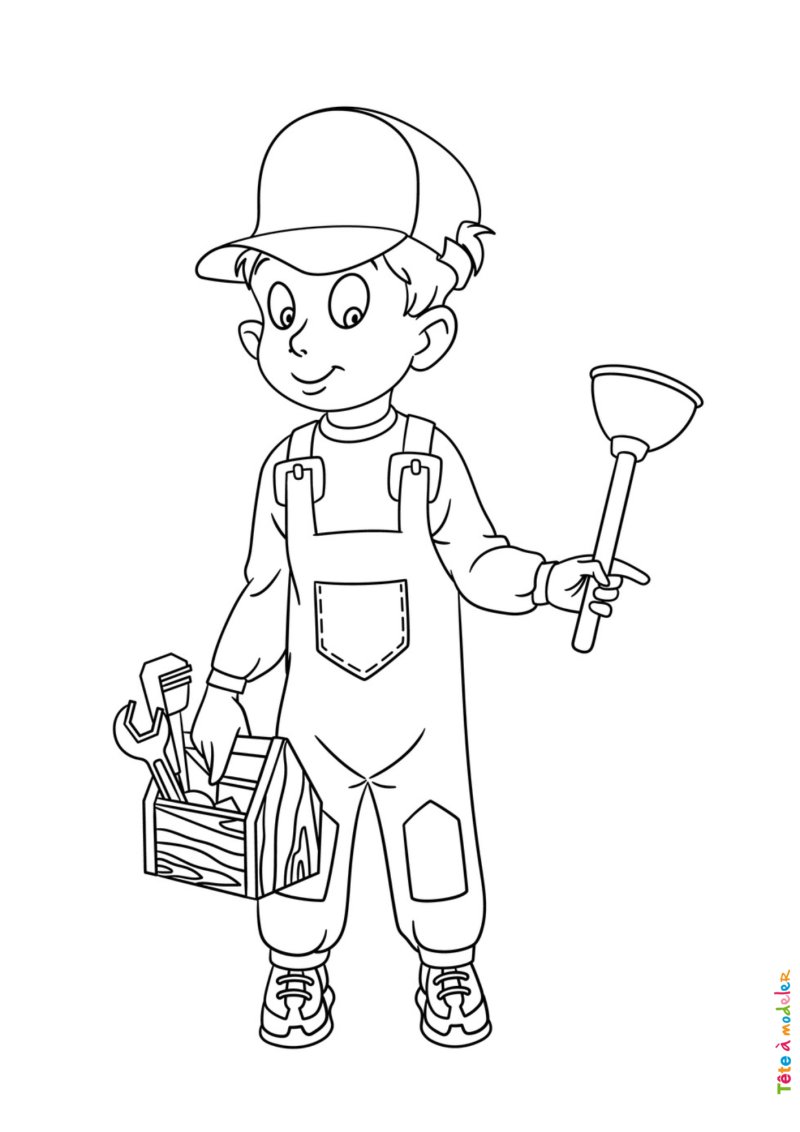 Coloriage d'un agent d'entretien