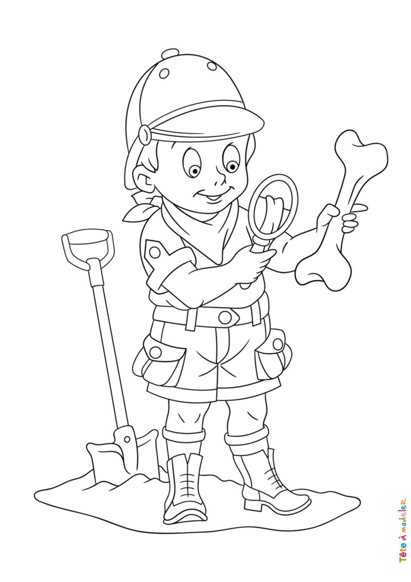 Coloriage d'un archéologue