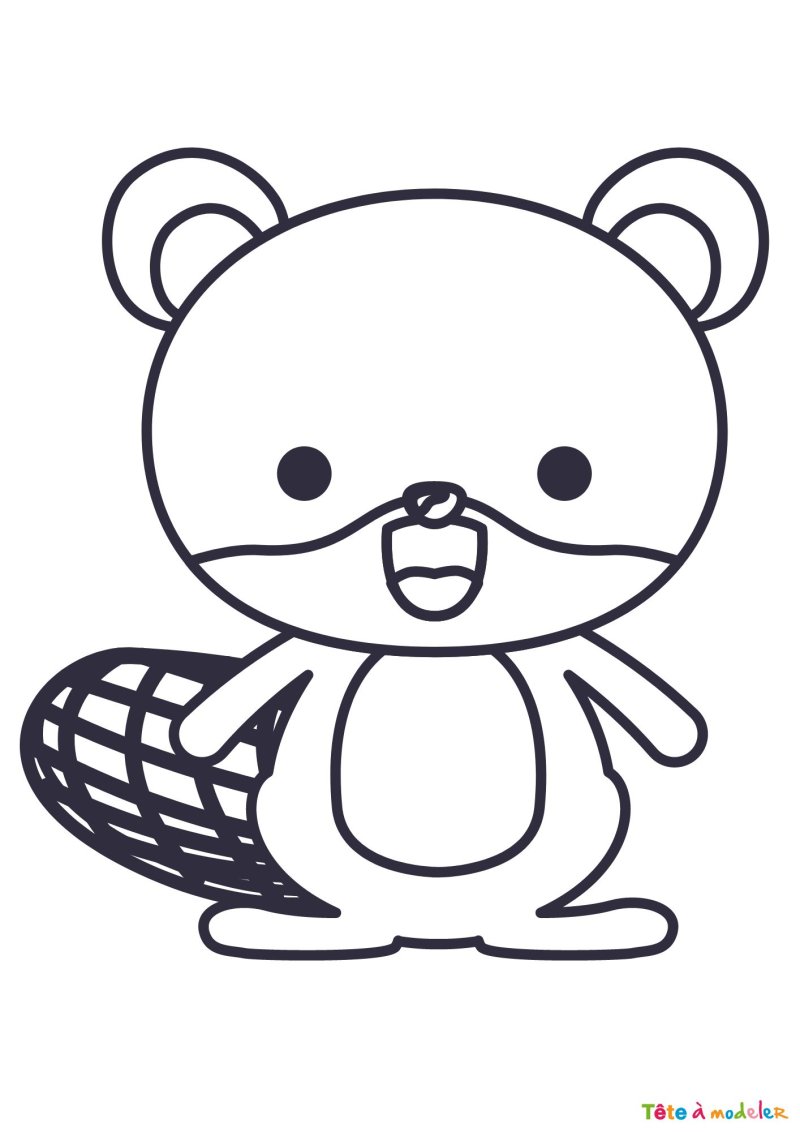 Coloriage d'un bébé castor