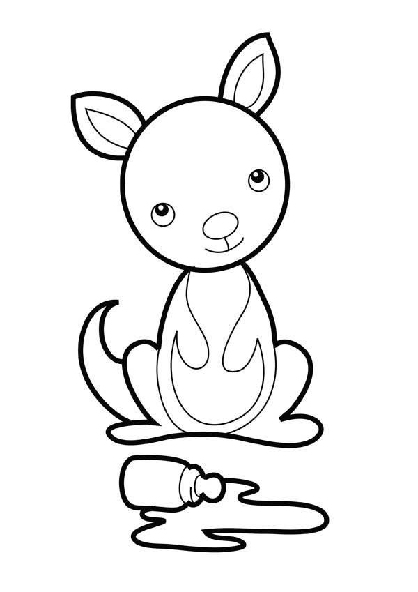 Coloriage d'un bebe kangourou