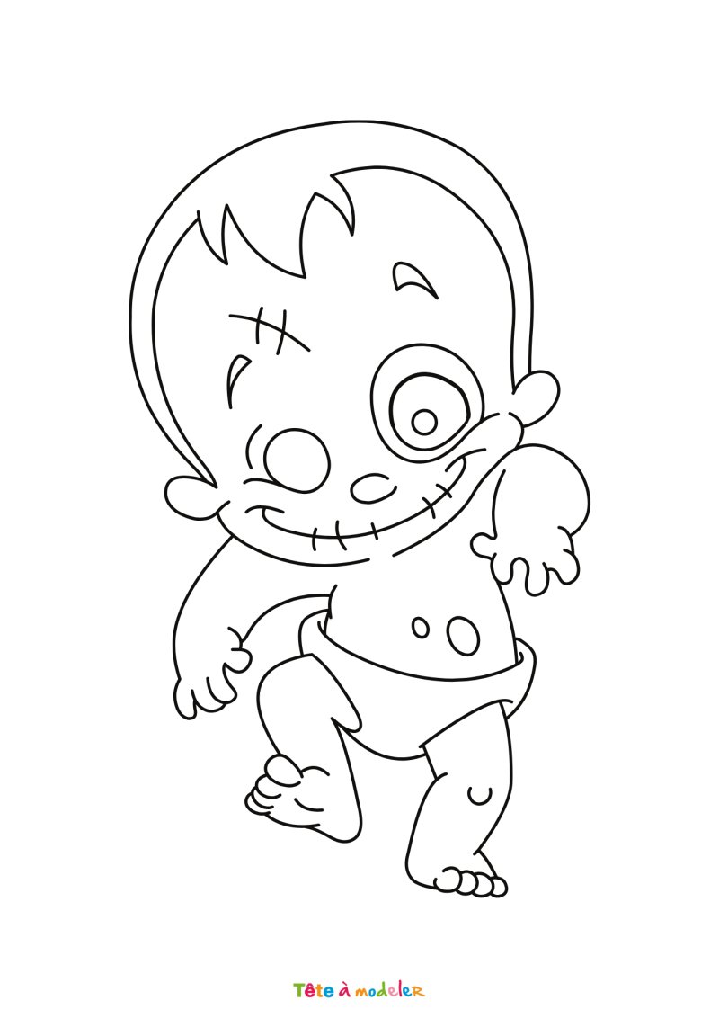 Coloriage d'un bébé zombie