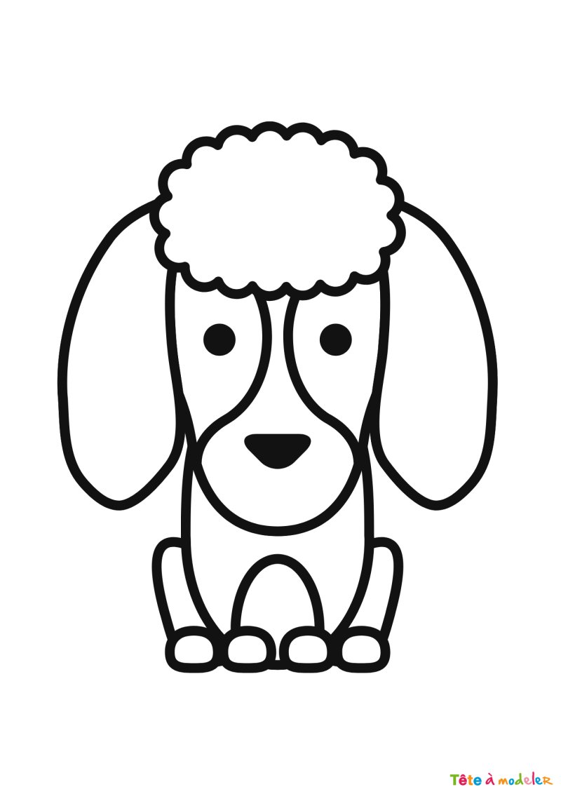 Coloriage d'un caniche kawaii