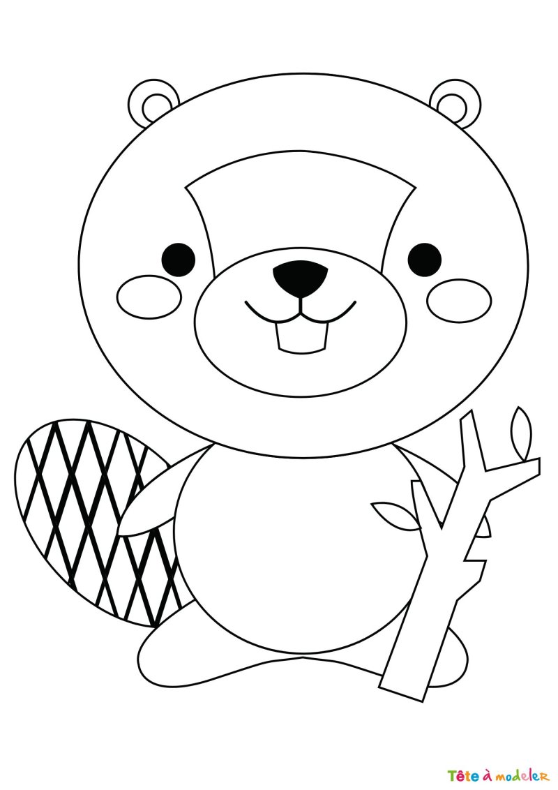 Coloriage d'un castor fille