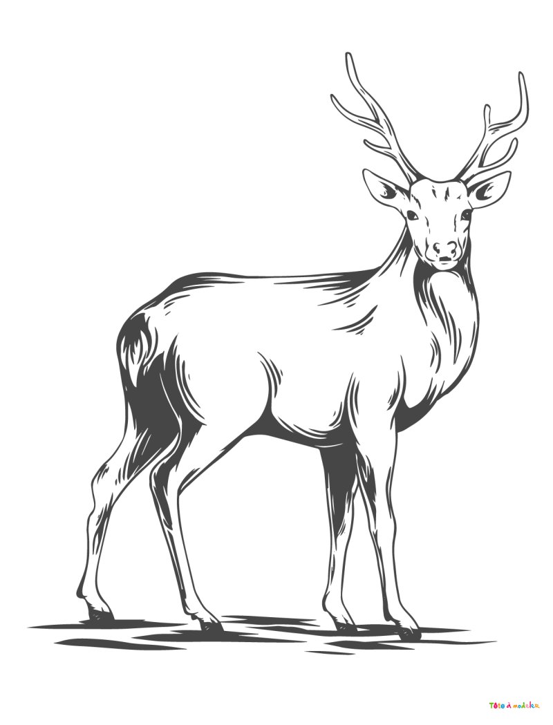 Coloriage d'un cerf à télécharger