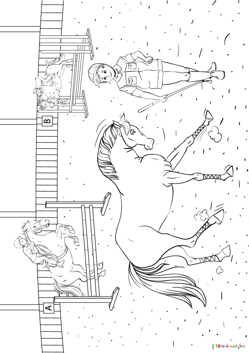 Coloriage d'un cheval piaffant