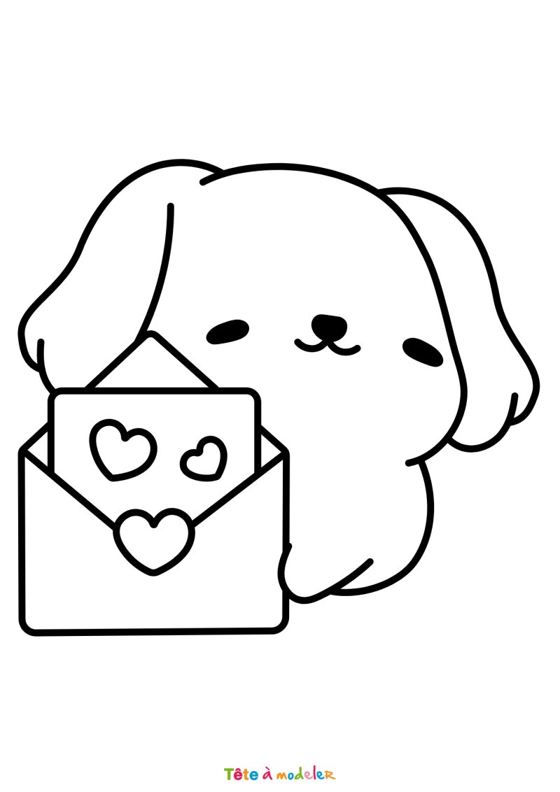 Coloriage d'un chien avec un coeur