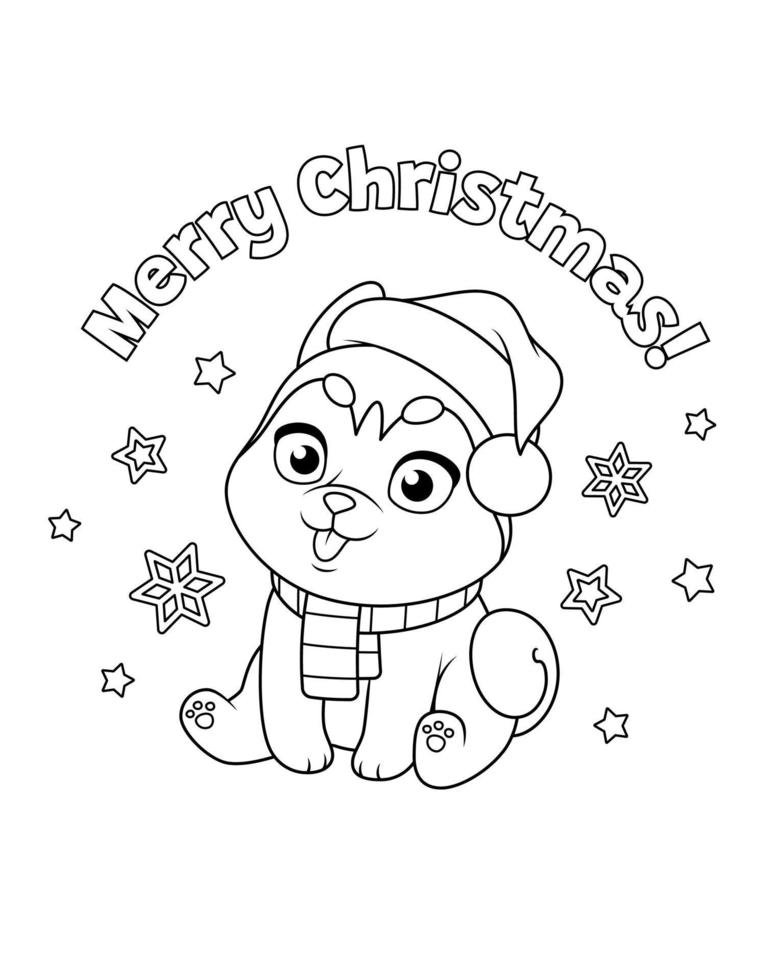 Coloriage d'un chiot à Noël