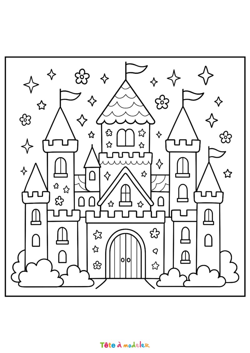 Coloriage d'un château de princesse Barbie