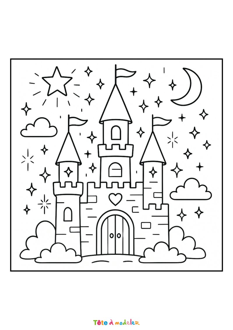 Coloriage d'un château de princesse magique
