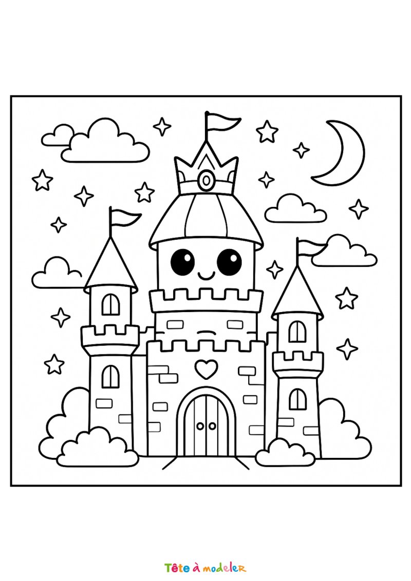 Coloriage d'un château de princesse Peach