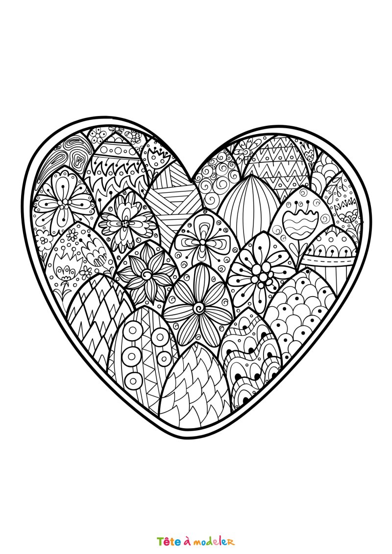 Coloriage d'un coeur mandala
