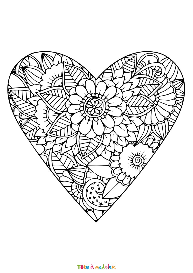 Coloriage d'un coeur zen