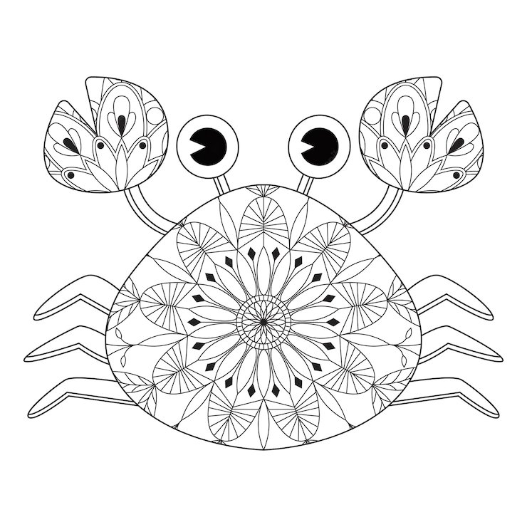 Coloriage d'un crabe façon mandala