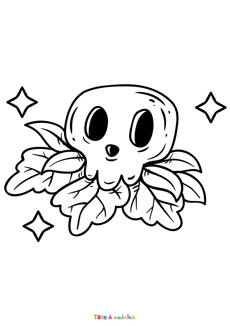 Coloriage d'un crâne de squelette