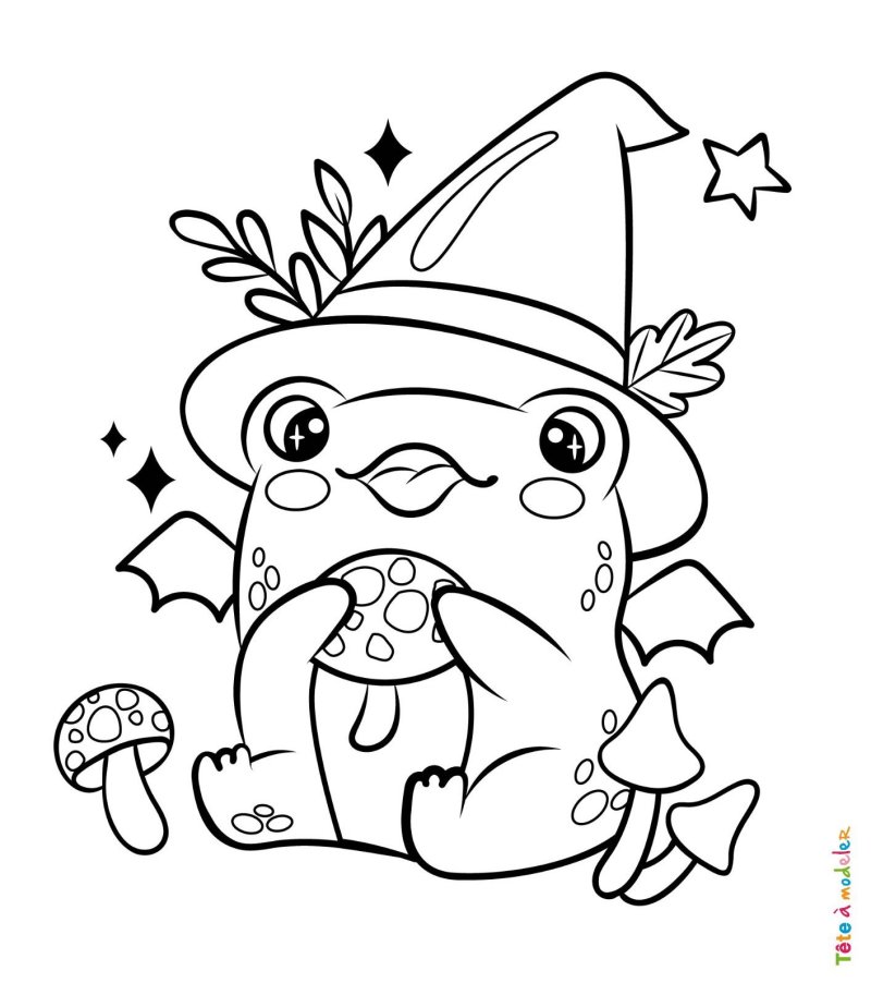 Coloriage d'un crapaud kawaii