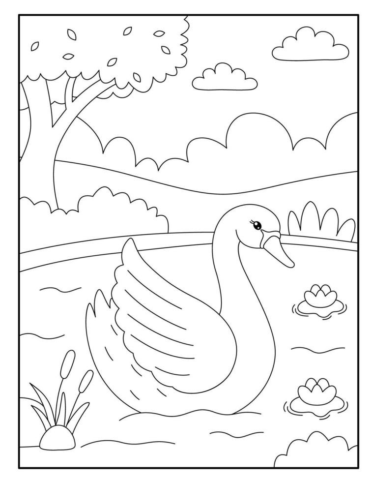 Coloriage d'un cygne à imprimer