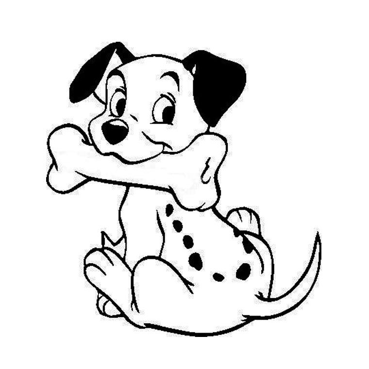 Coloriage d'un dalmatien avec un os
