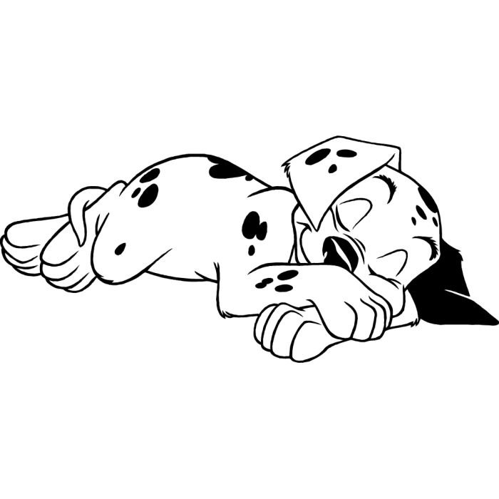 Coloriage d'un dalmatien qui dort