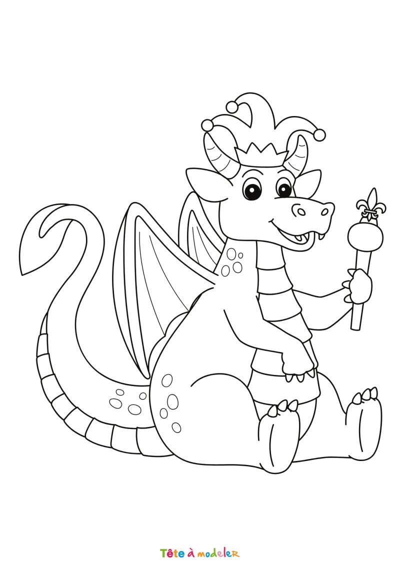 Coloriage d'un dragon à télécharger