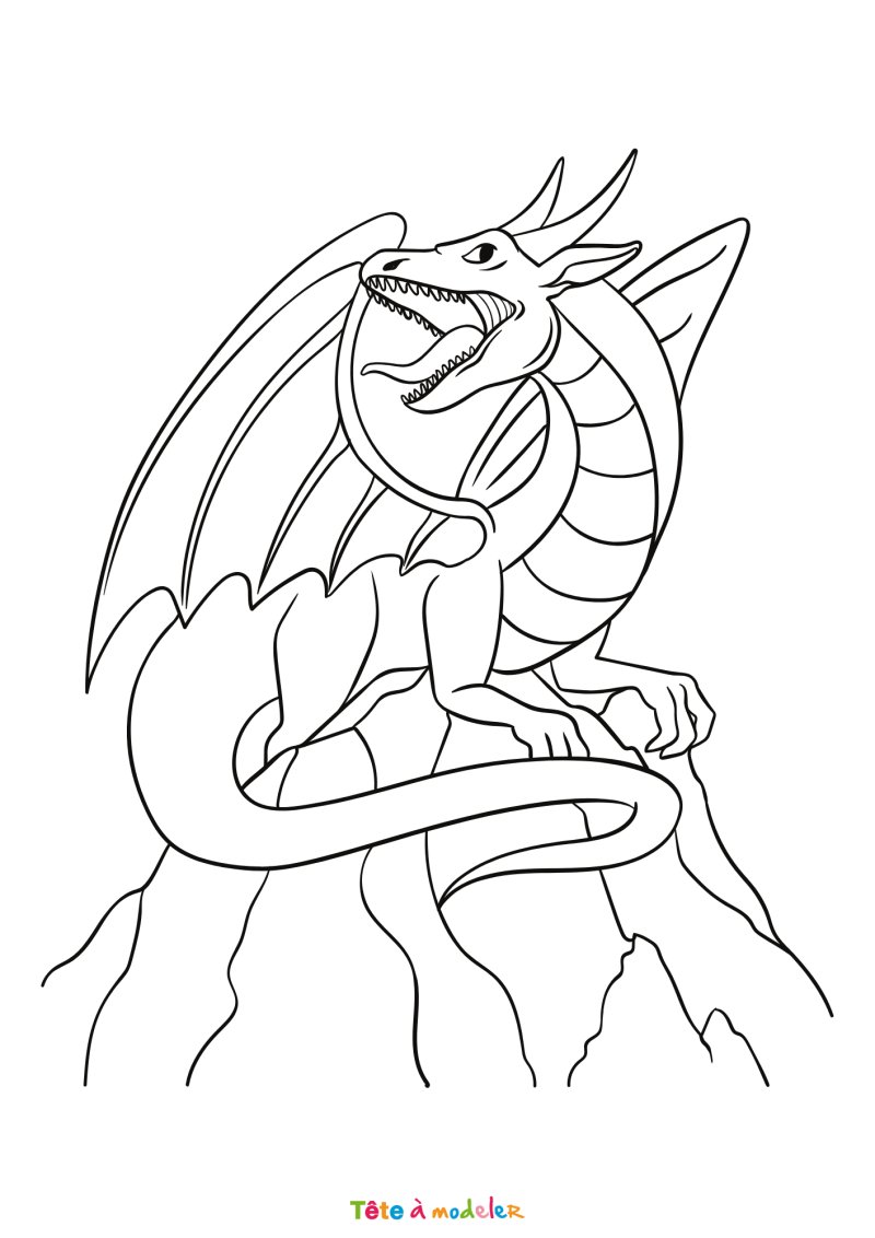 Coloriage d'un dragon imaginaire
