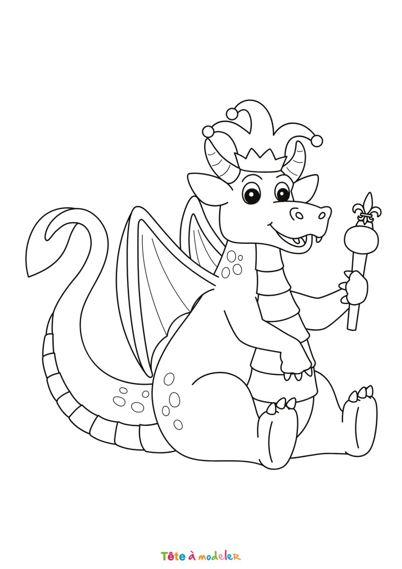 Coloriage d'un dragon marrant