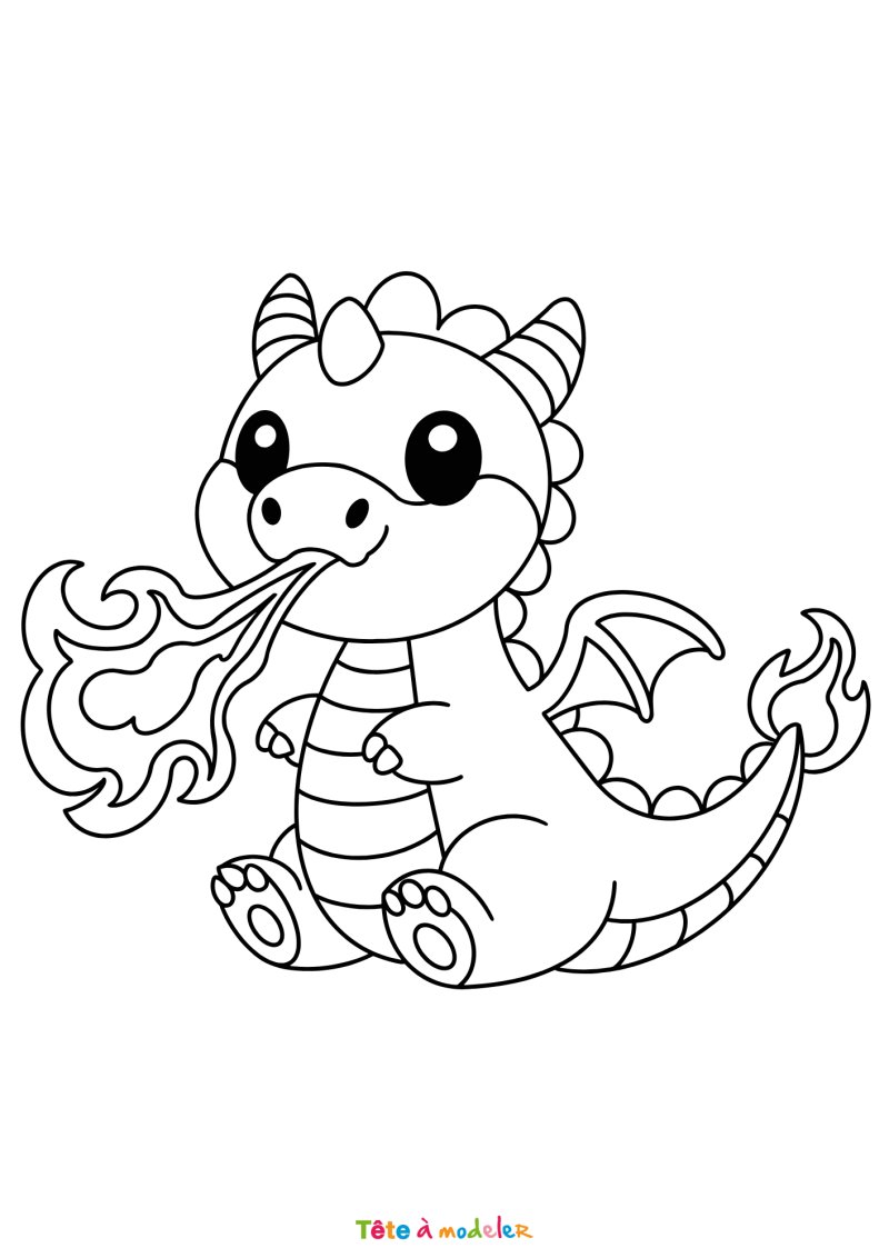 Coloriage d'un dragon mignon