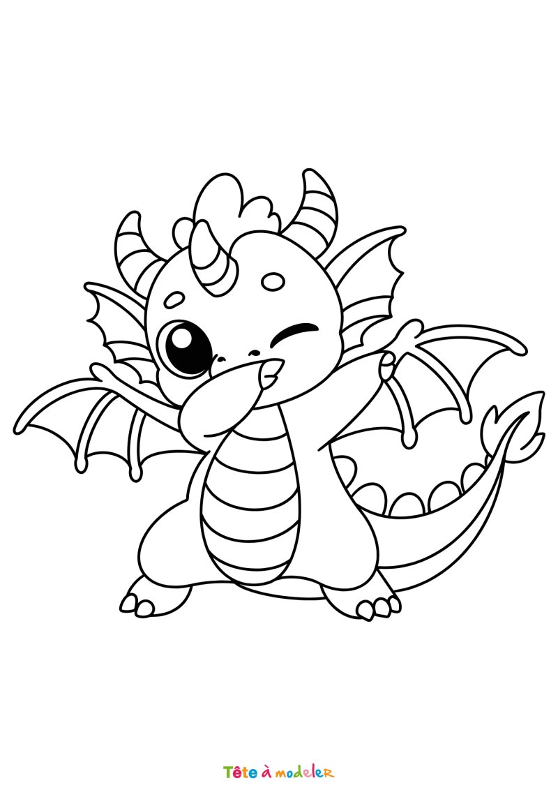Coloriage d'un dragon rigolo